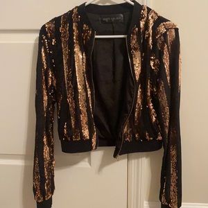 Gold and Black sequin crop jacket